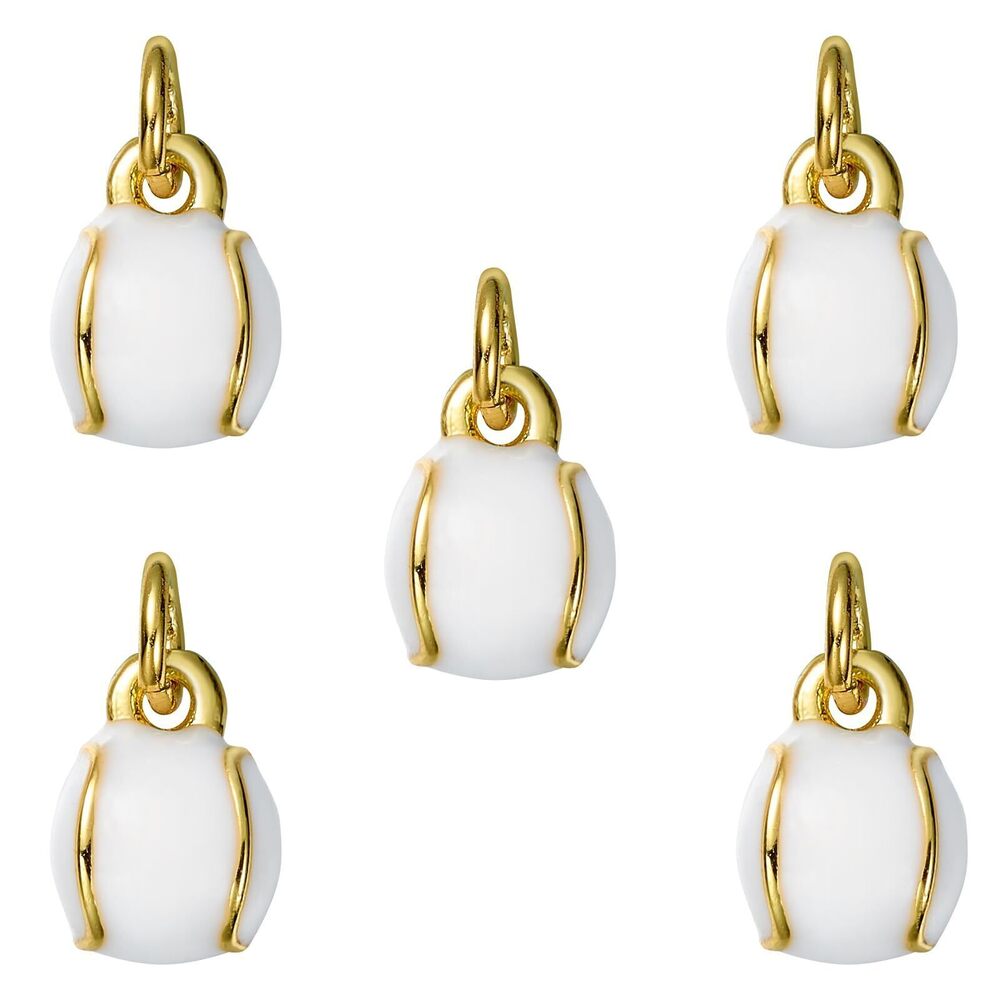9291 5Pcs 3D Real 18K Gold Plated Brass Enamel Sports Charms for Jewelry